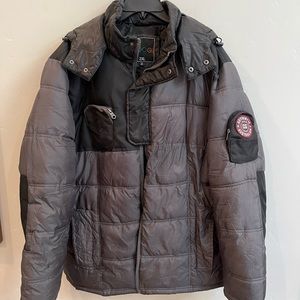 COOGI Unisex 2XL Heavy Puffer Jacket Warm Black Hood Winter Coat Logo Australian